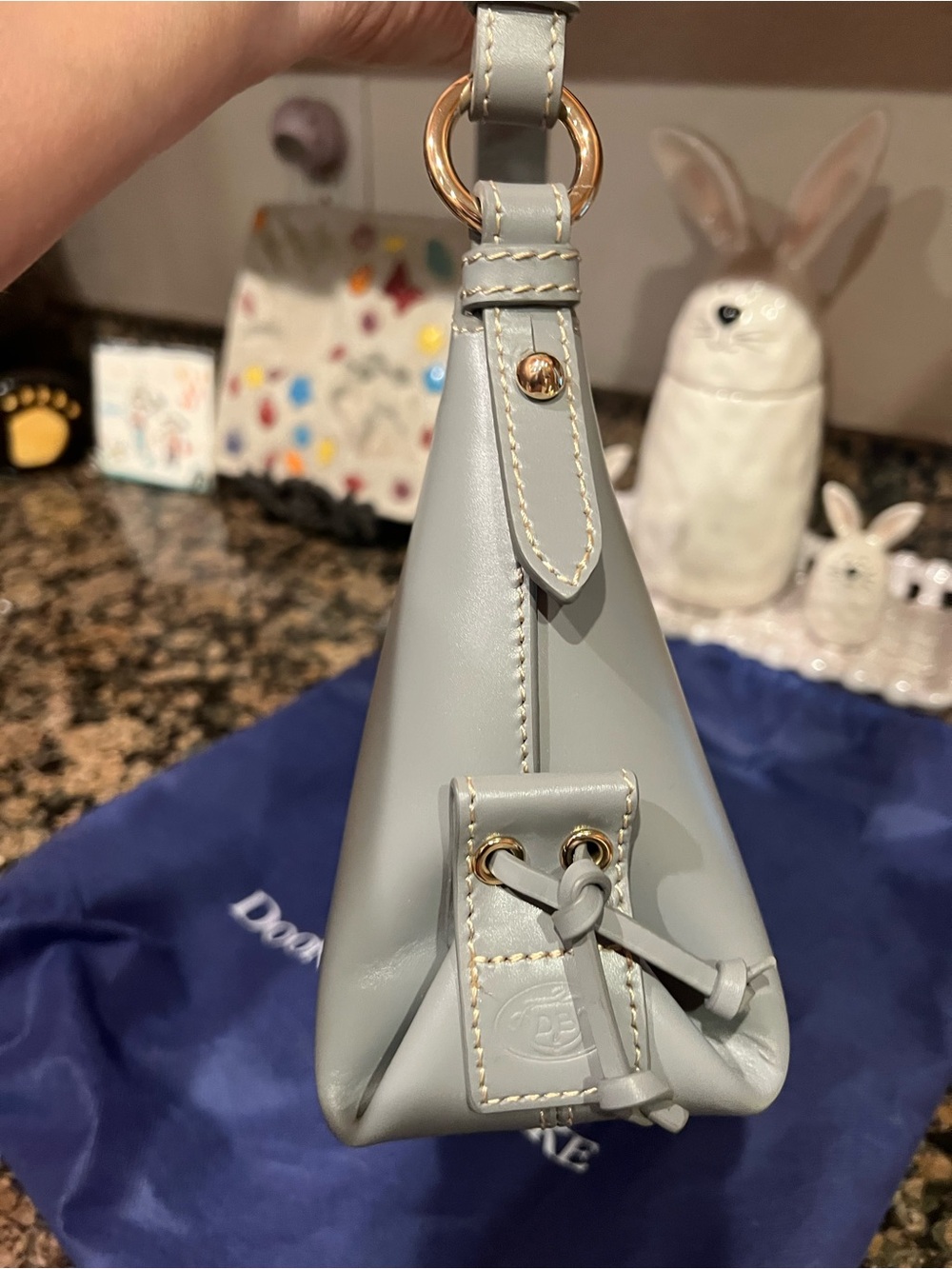Dooney & Bourke Hobo 25 in Light Gray with Gold Hardware - Picture 6 of 7